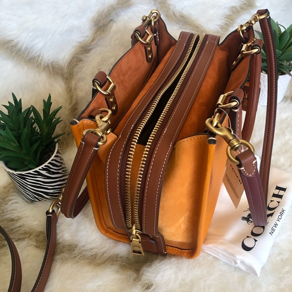 Authentic Brand New Coach Rogue 25 C5575 In Colorblock Brass/Papaya Multi - Picture 7 of 15